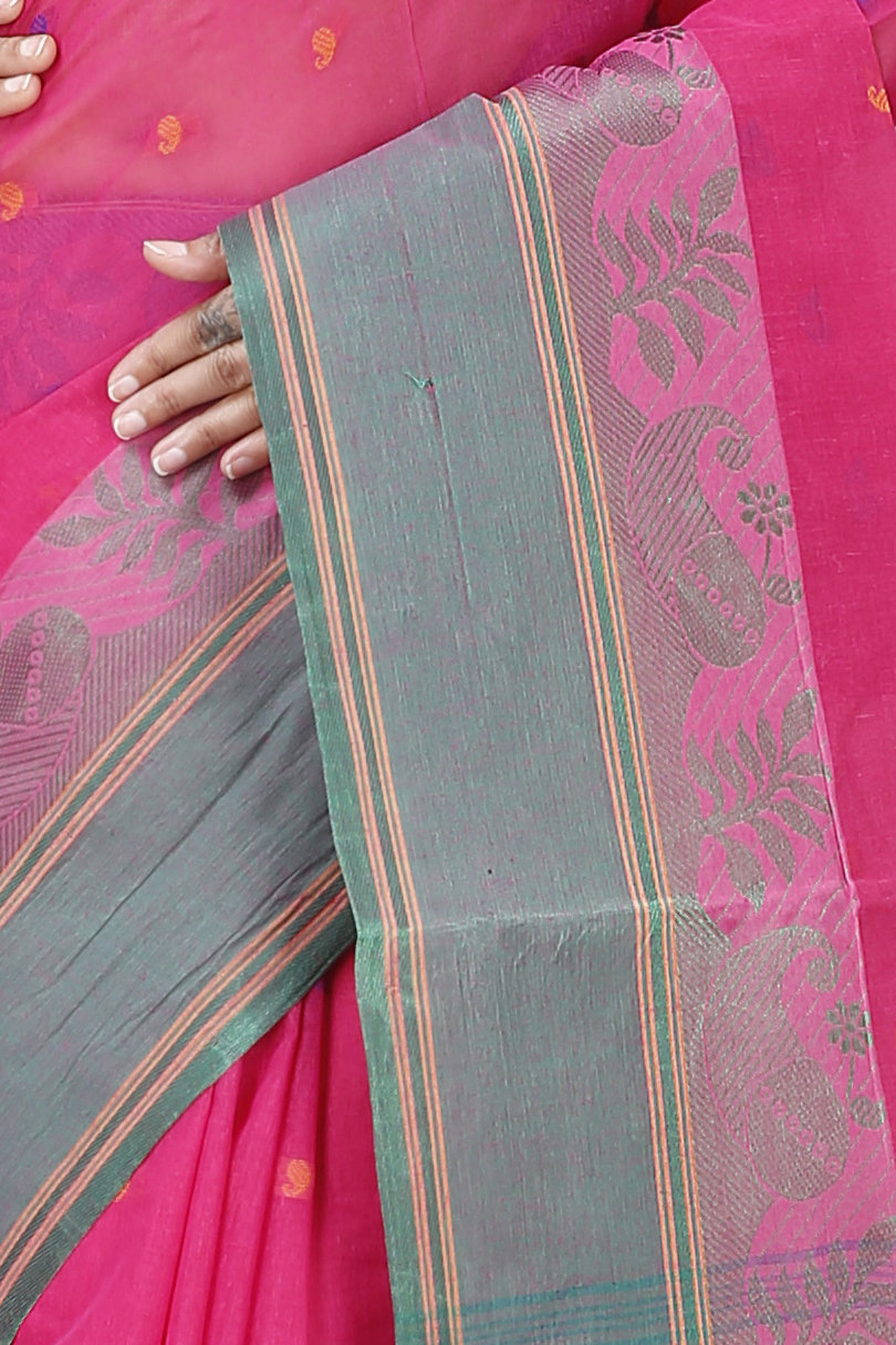 Pink Pure Cotton Gitanjali Tant Saree (929)